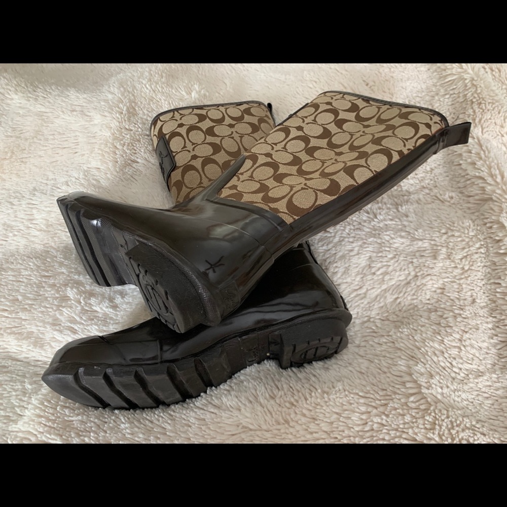 Brown Coach rain boots